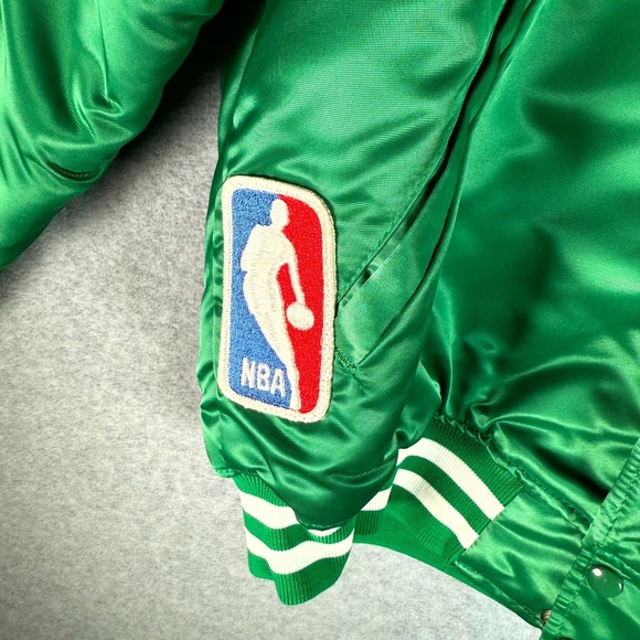 Vintage 80s Starter Bomber Jacket Mens Large Green Satin Boston Celtics NBA - Picture 3 of 11